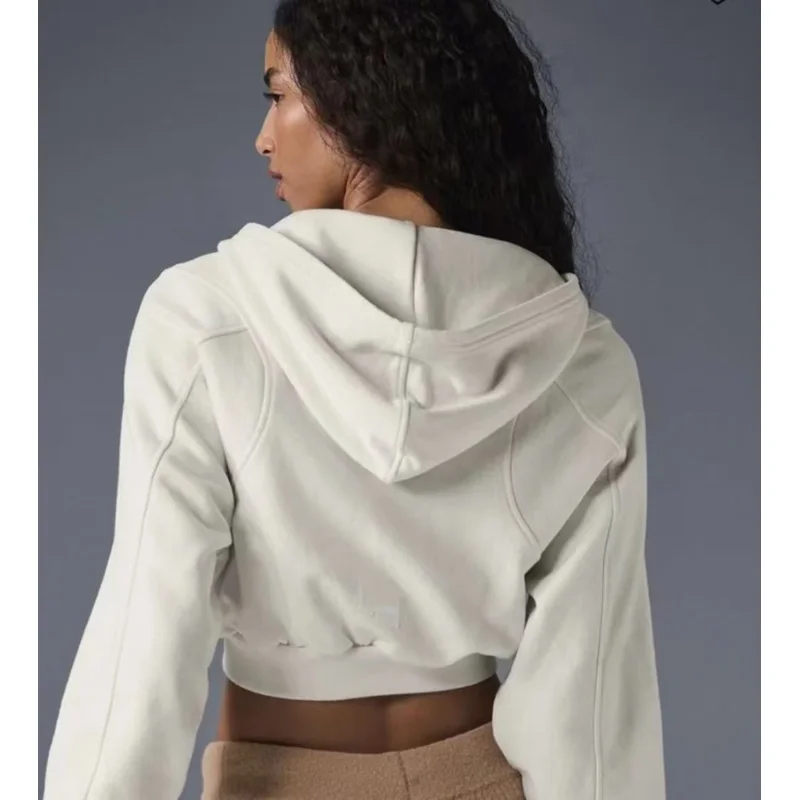 Women Cropped Zip Up Hoodie Street Style Loose Fit Short Jacket Casual Hooded Sweatshirt Lightweight Athleisure Outerwear - Image 4