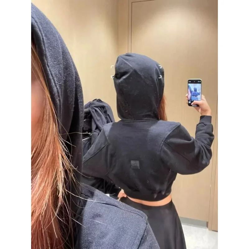 Women Cropped Zip Up Hoodie Street Style Loose Fit Short Jacket Casual Hooded Sweatshirt Lightweight Athleisure Outerwear - Image 5